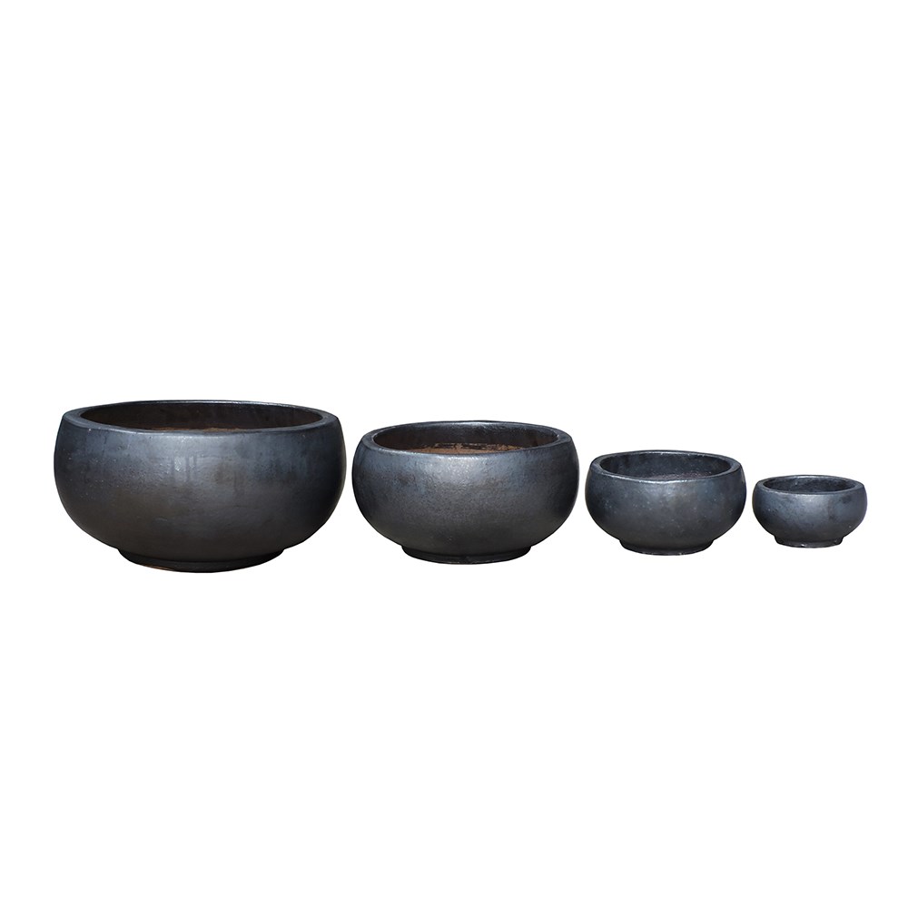 Glazed terracotta bowl - matte charcoal