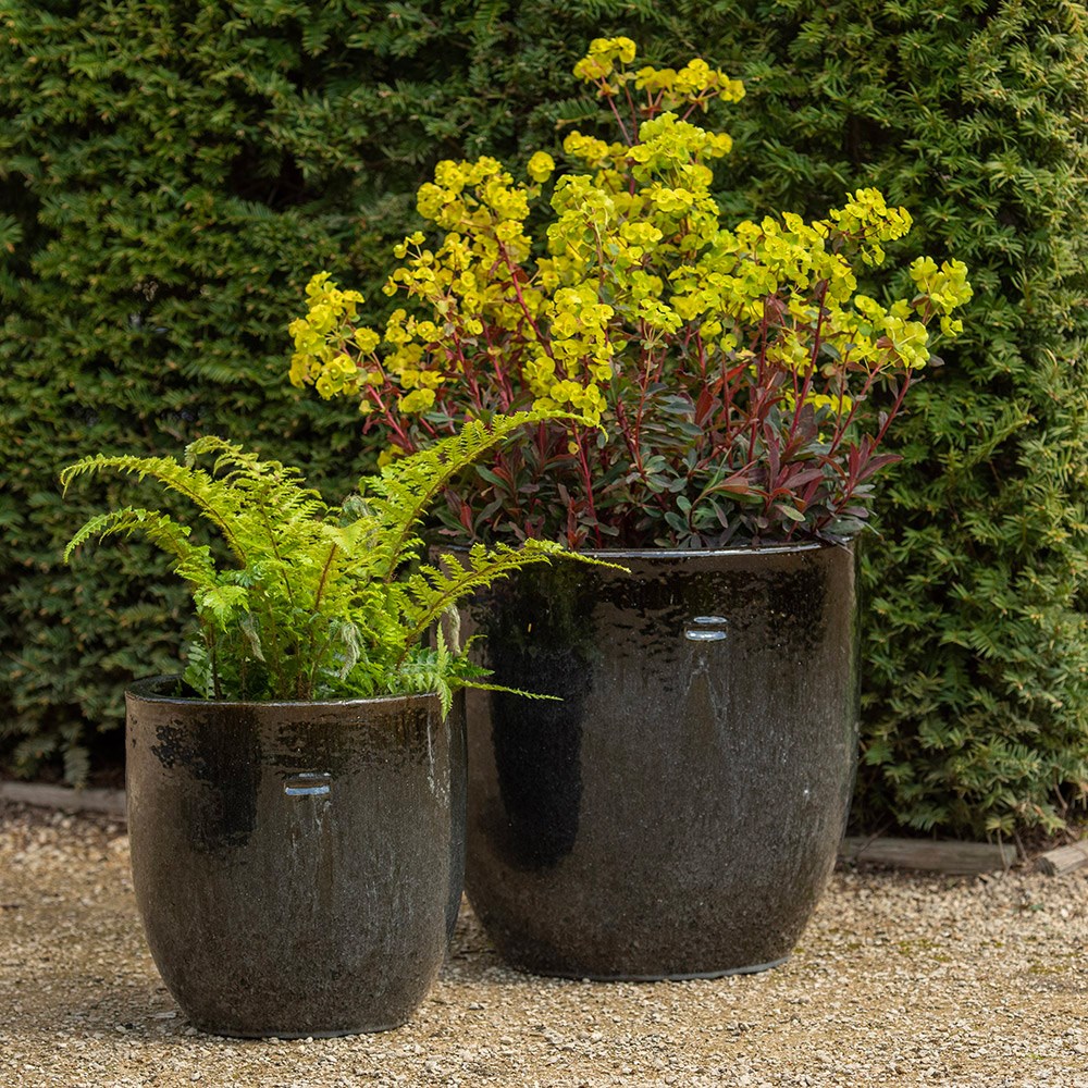 Glazed ceramic pot - misty black