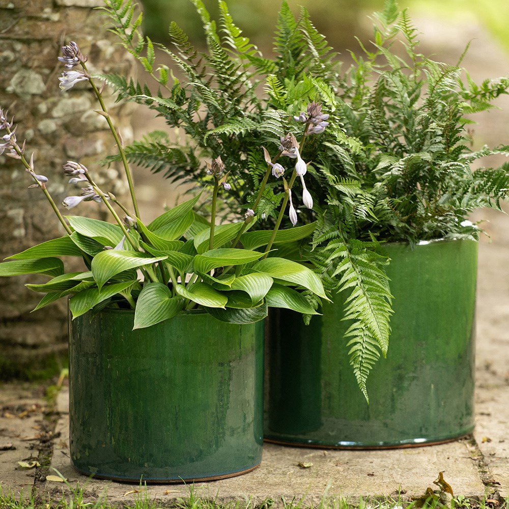 Glazed ceramic cylinder crackle green