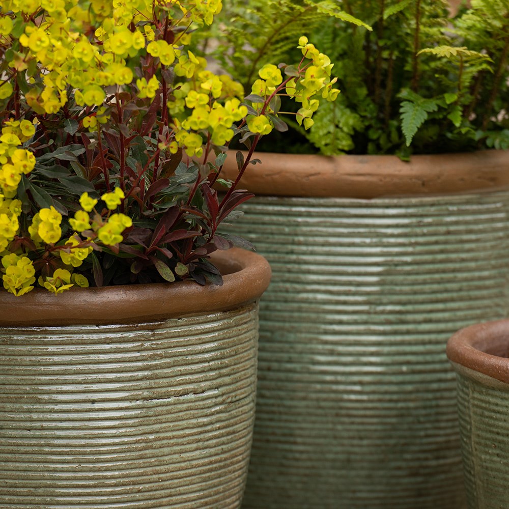 Glazed ceramic pot - misty green