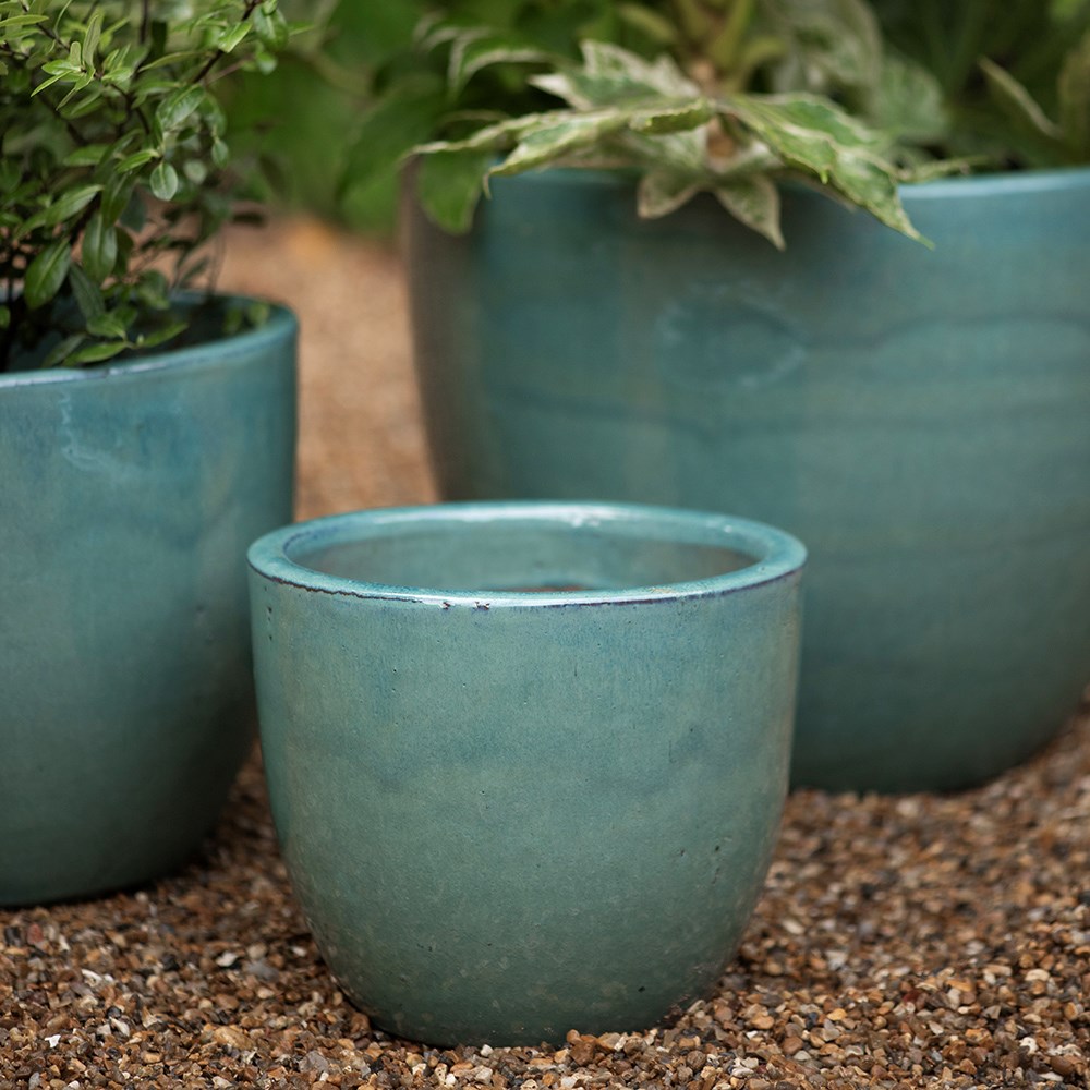 Glazed terracotta pot - aqua blue