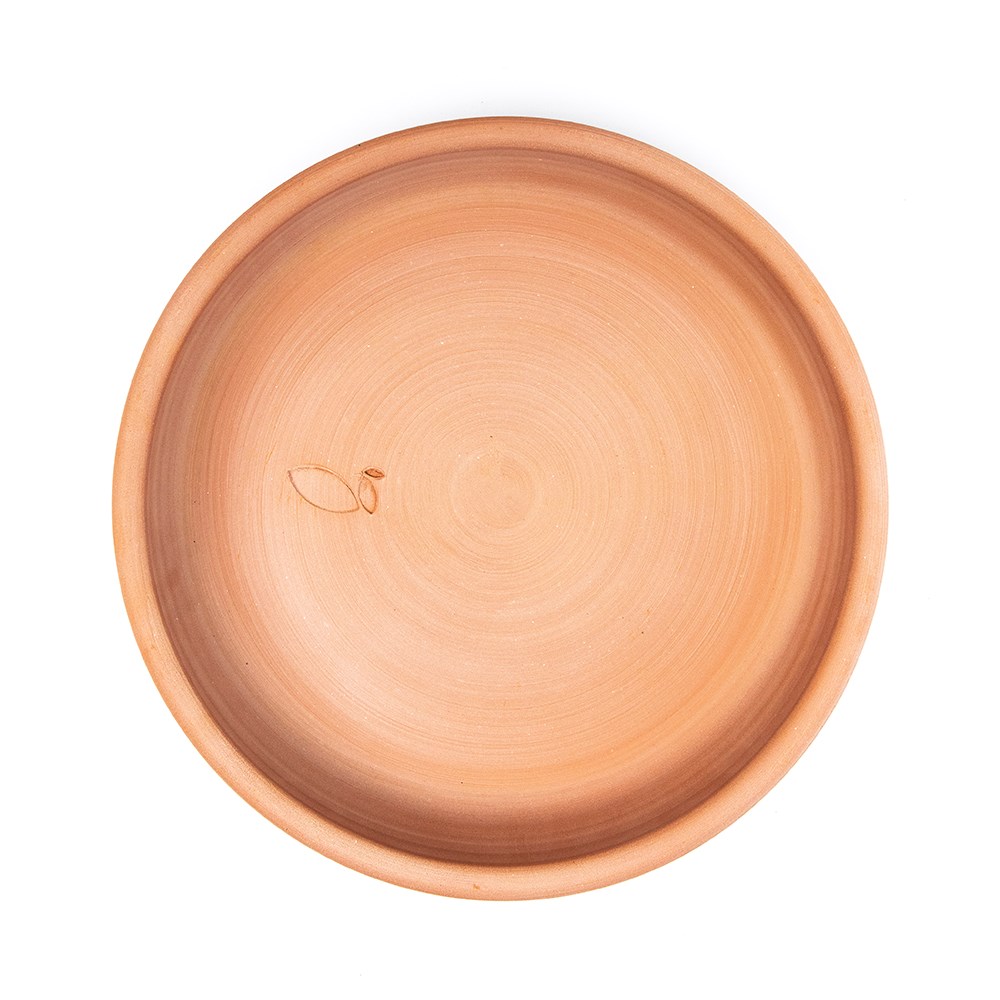 Deep terracotta bird bath