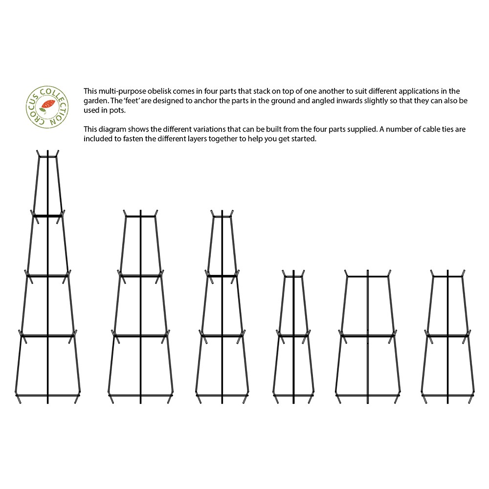 Multi purpose obelisk/plant support set - gunmetal grey