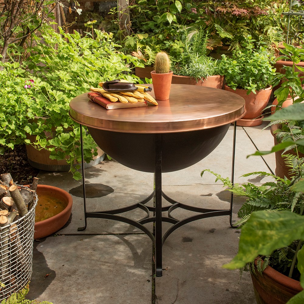 Fire pit/table with copper top - low