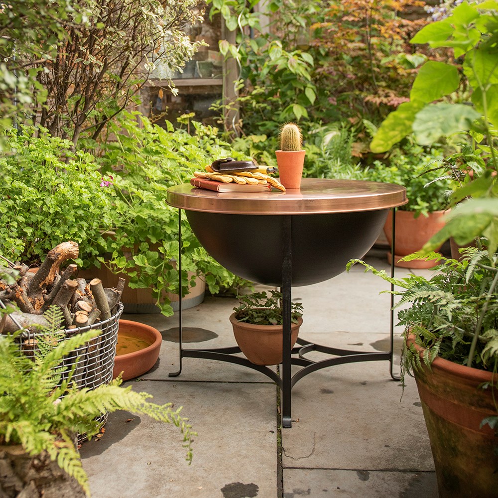 Fire pit/table with copper top - low