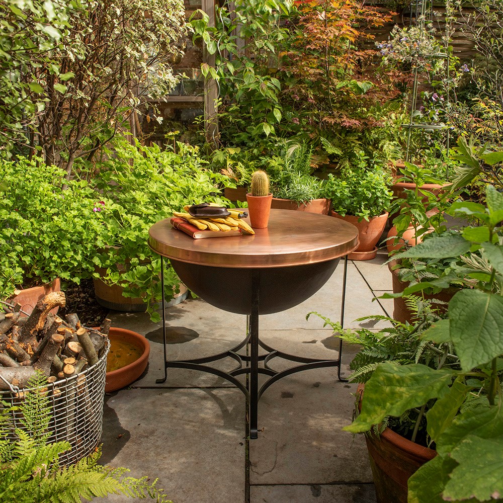Fire pit/table with copper top - low
