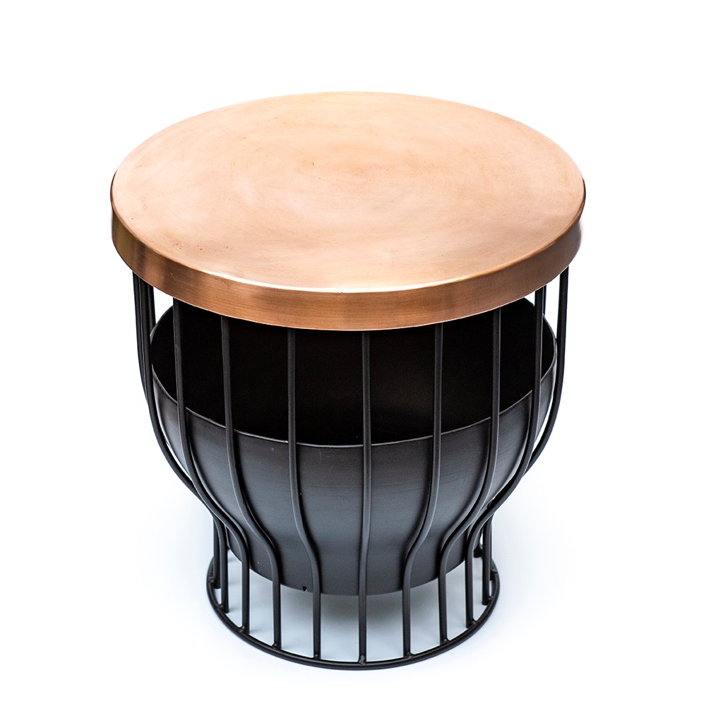 Fire basket/table with copper top