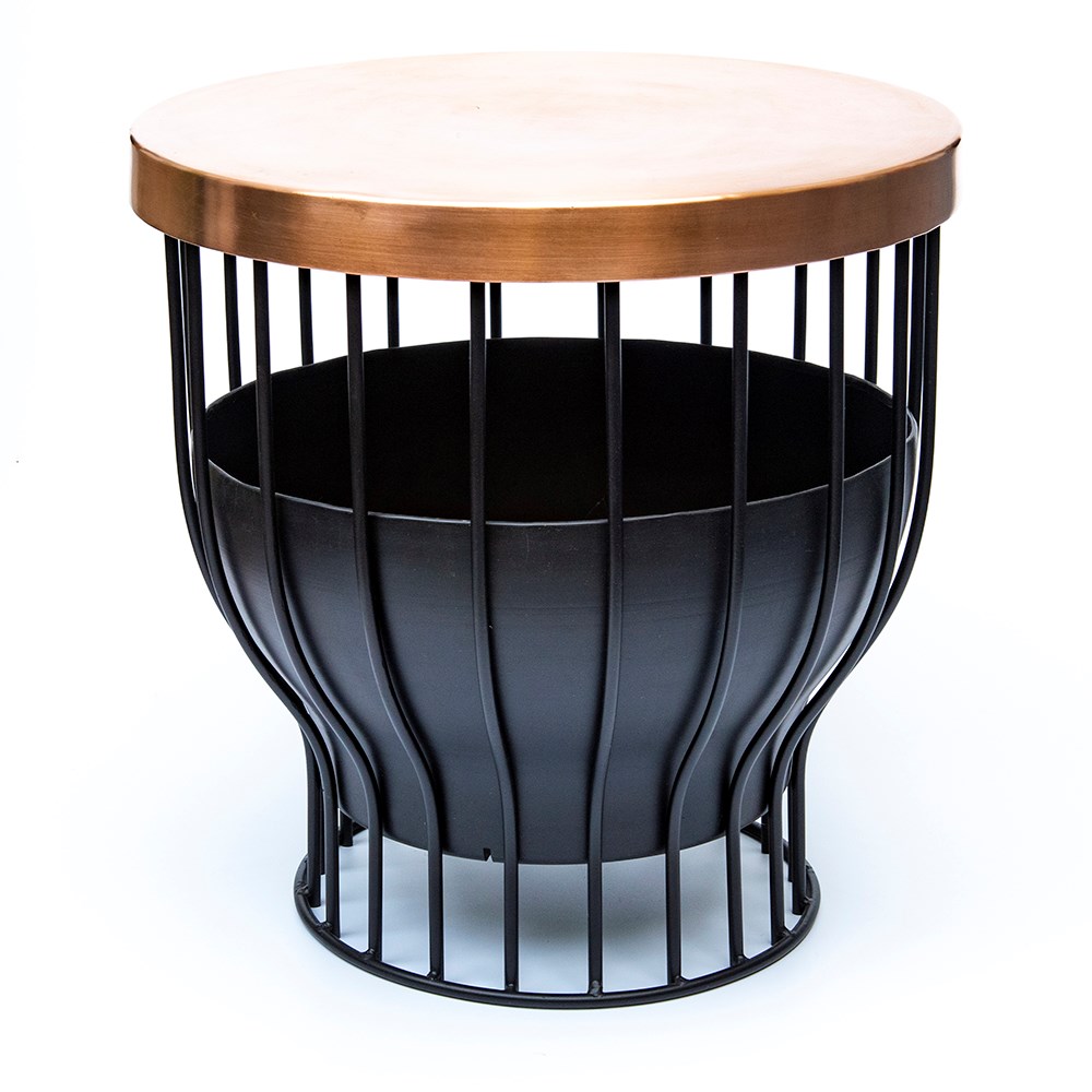 Fire basket/table with copper top