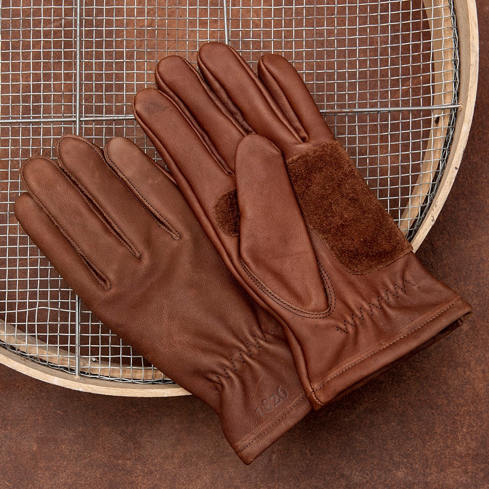 Leather gardening gloves lined - brown