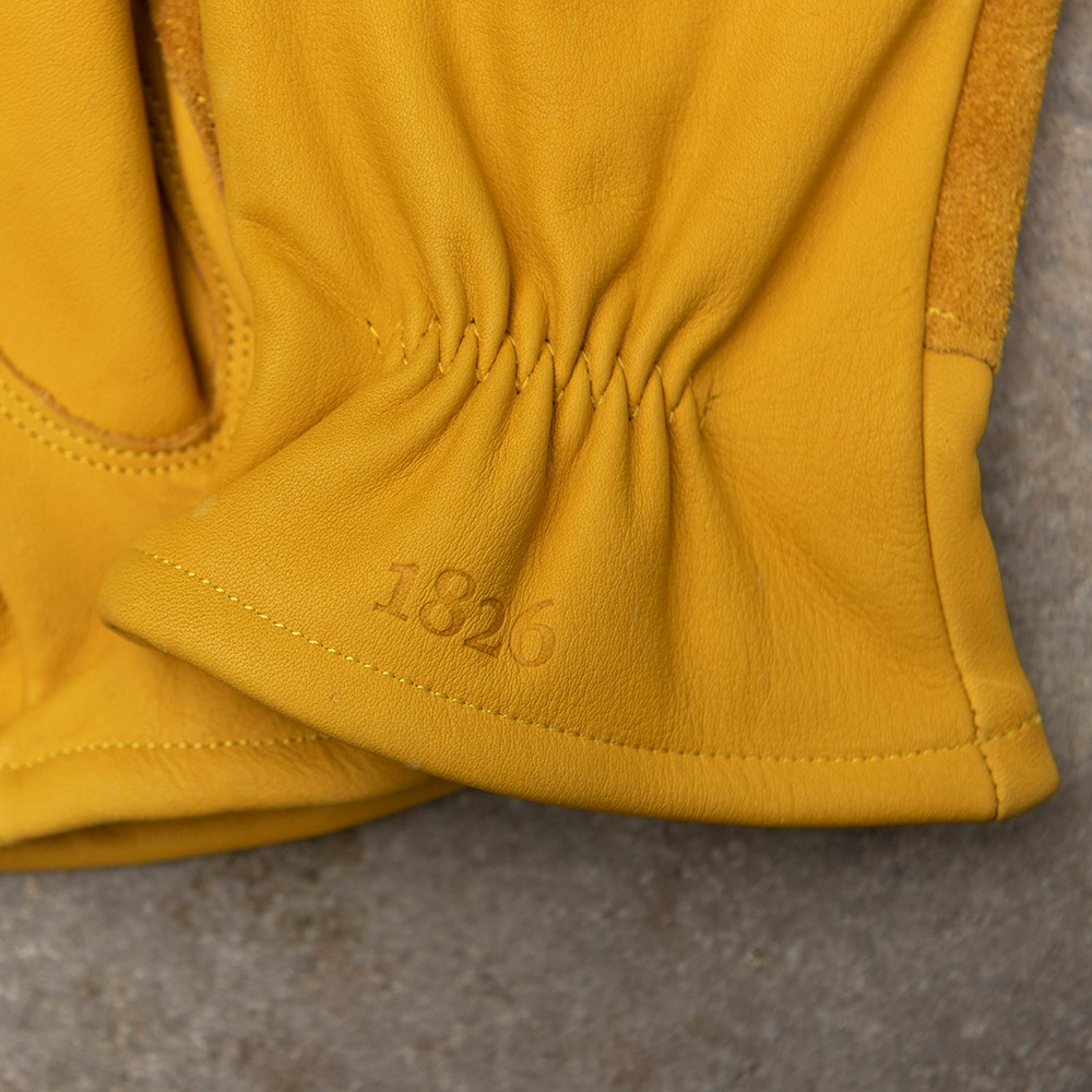 Leather gardening gloves lined - mustard 