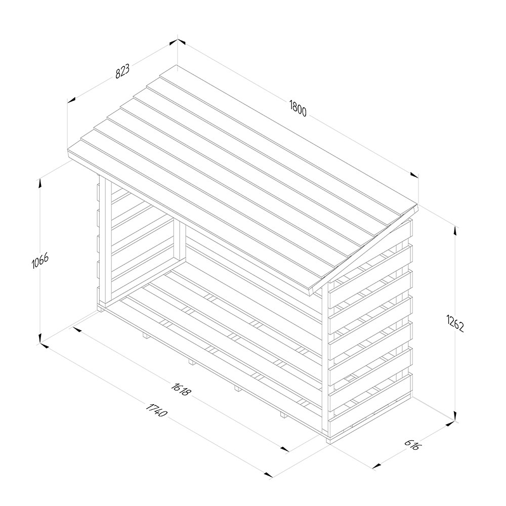 Large slatted log store