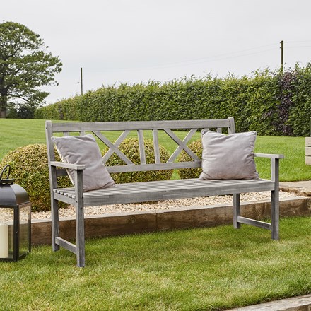 Greywashed cross back bench