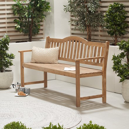 Garden bench with coffee table - light teak