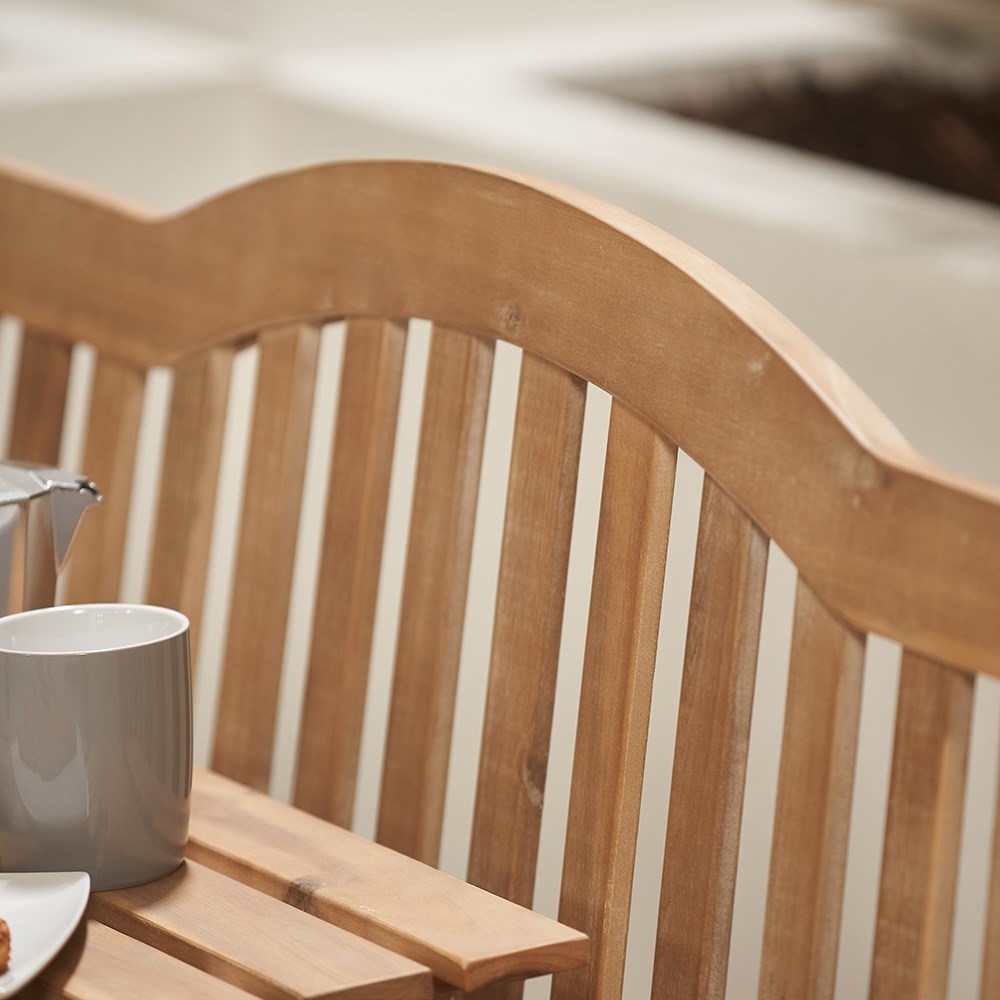 Garden bench with coffee table - light teak