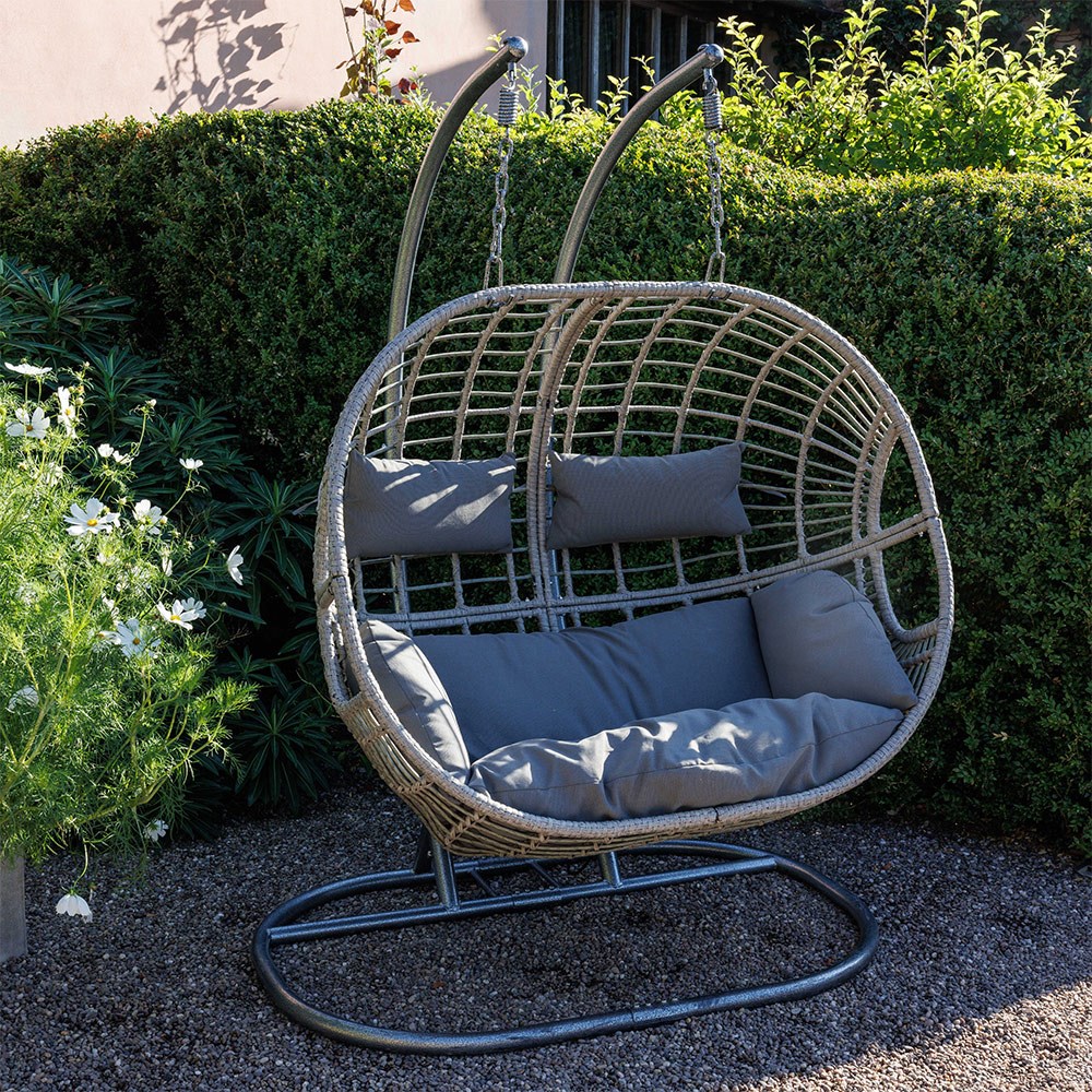 Grey weave hanging chair - double