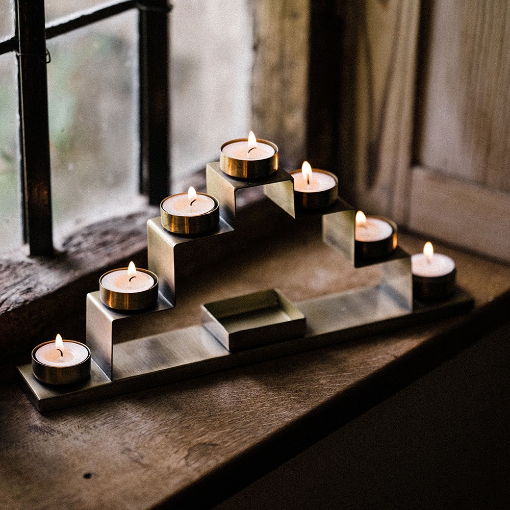 Brass tiered tealight holder