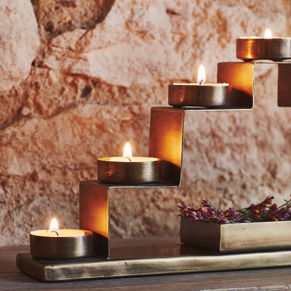 Brass tiered tealight holder