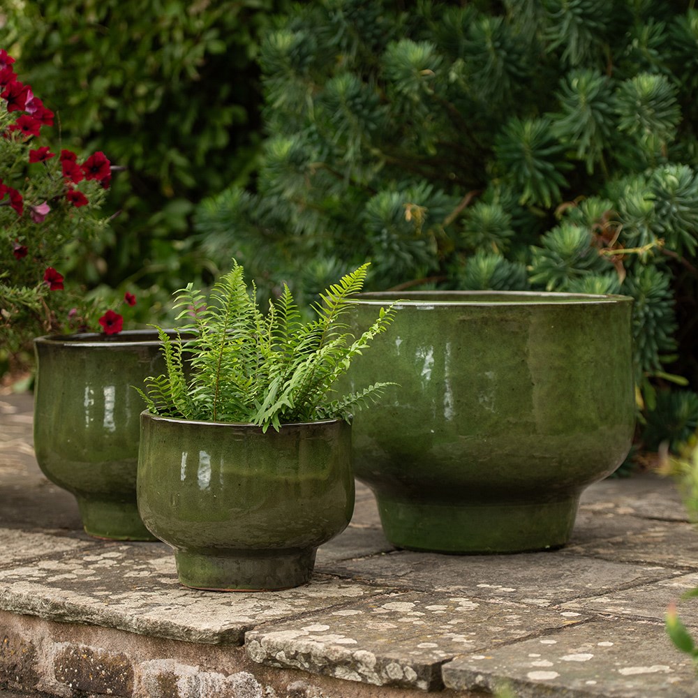 Glazed ceramic planter - khaki
