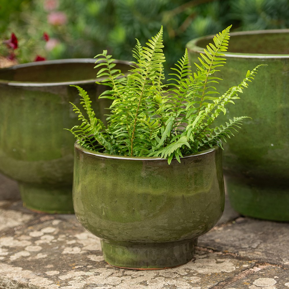 Glazed ceramic planter - khaki