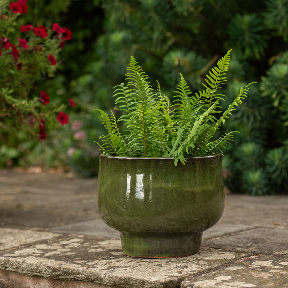 Glazed ceramic planter - khaki