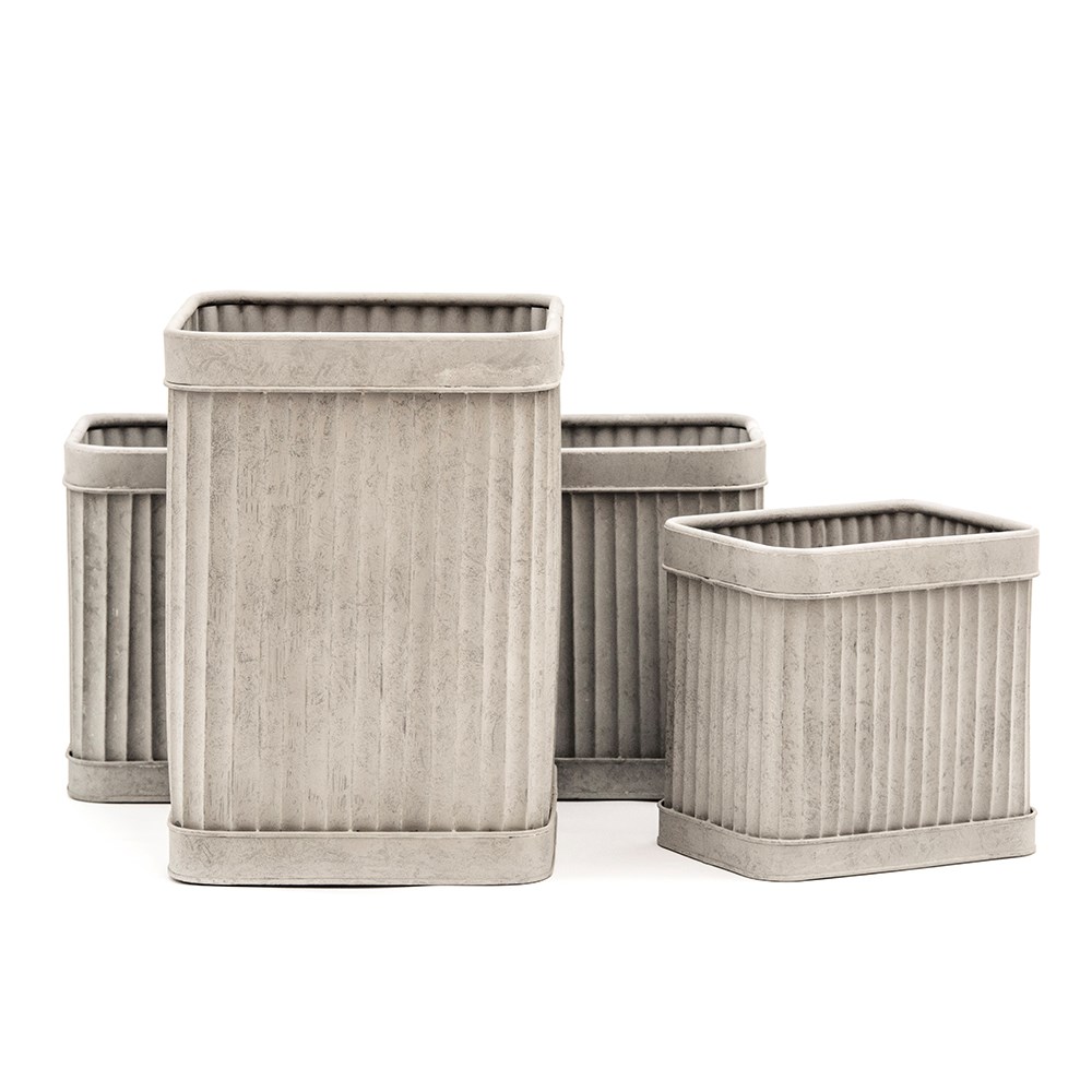 Rectangular dolly pot - aged zinc