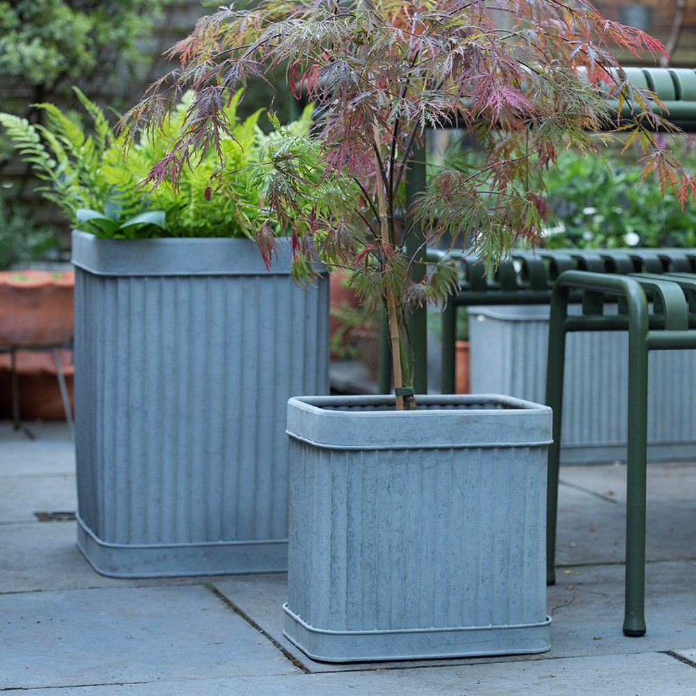 Rectangular dolly pot - aged zinc