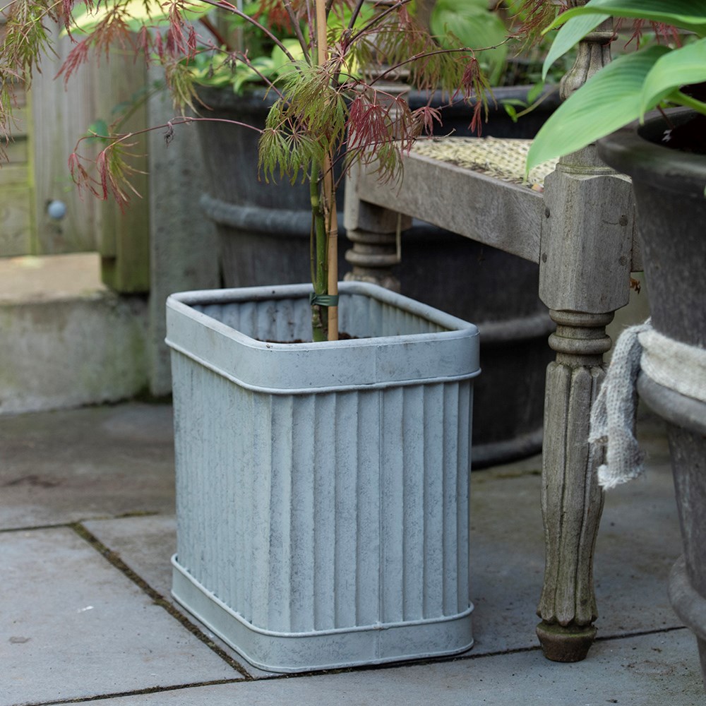 Rectangular dolly pot - aged zinc