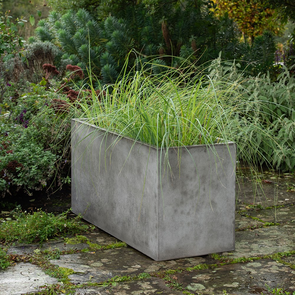 Rectangular terrace planter - weathered cement