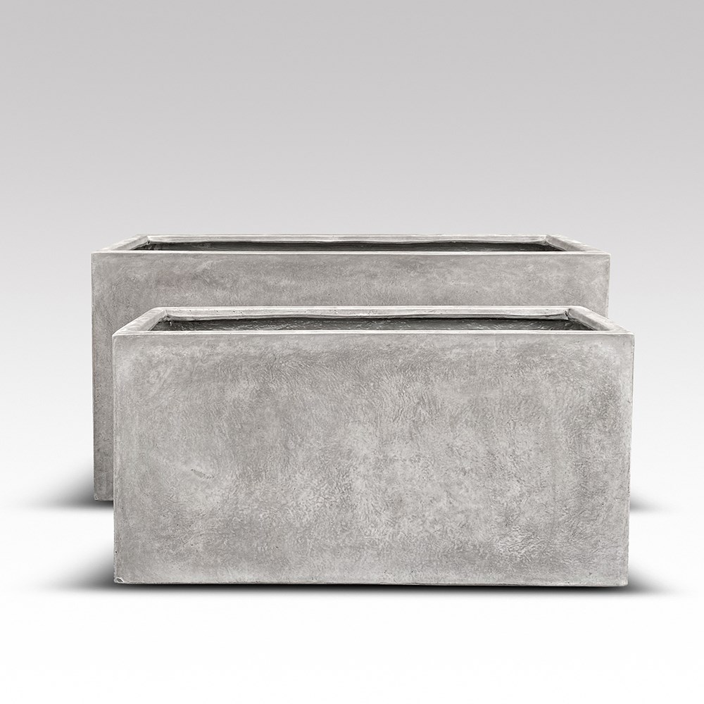 Rectangular terrace planter - weathered cement