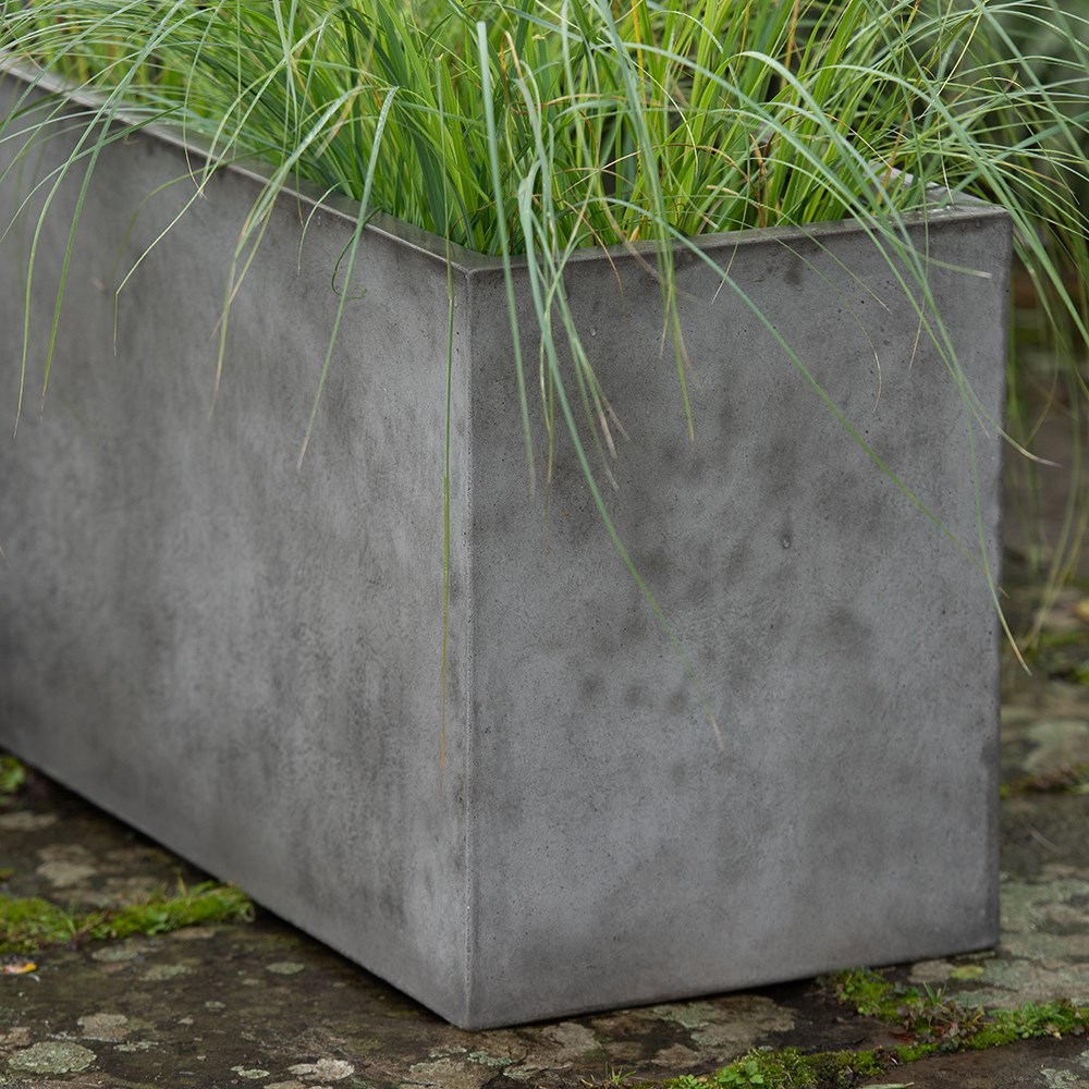 Rectangular terrace planter - weathered cement
