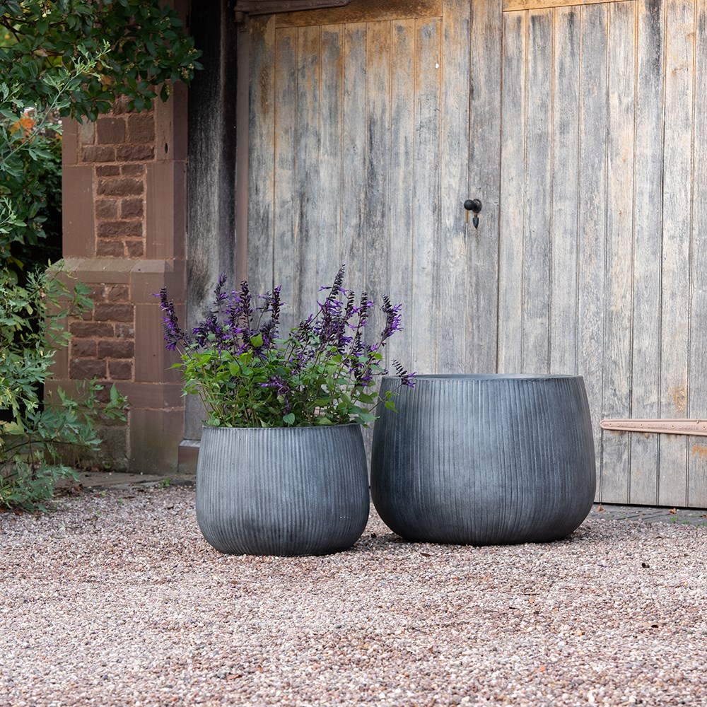 Ripple bowl planter - ash grey
