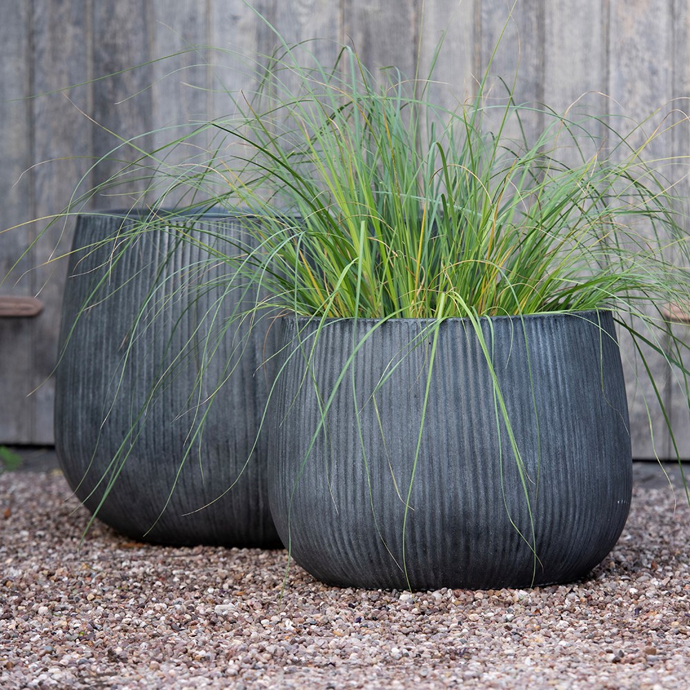 Ripple bowl planter - ash grey