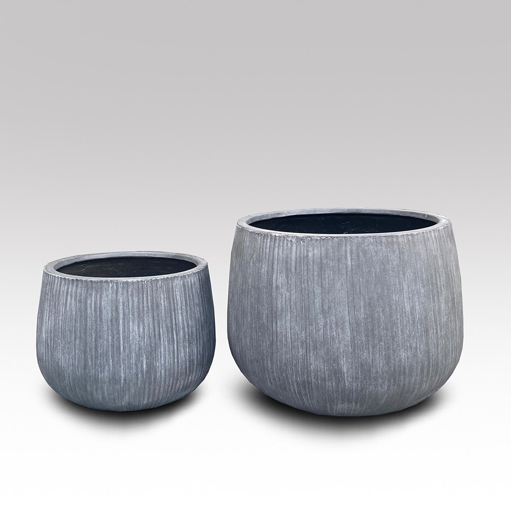 Ripple bowl planter - ash grey