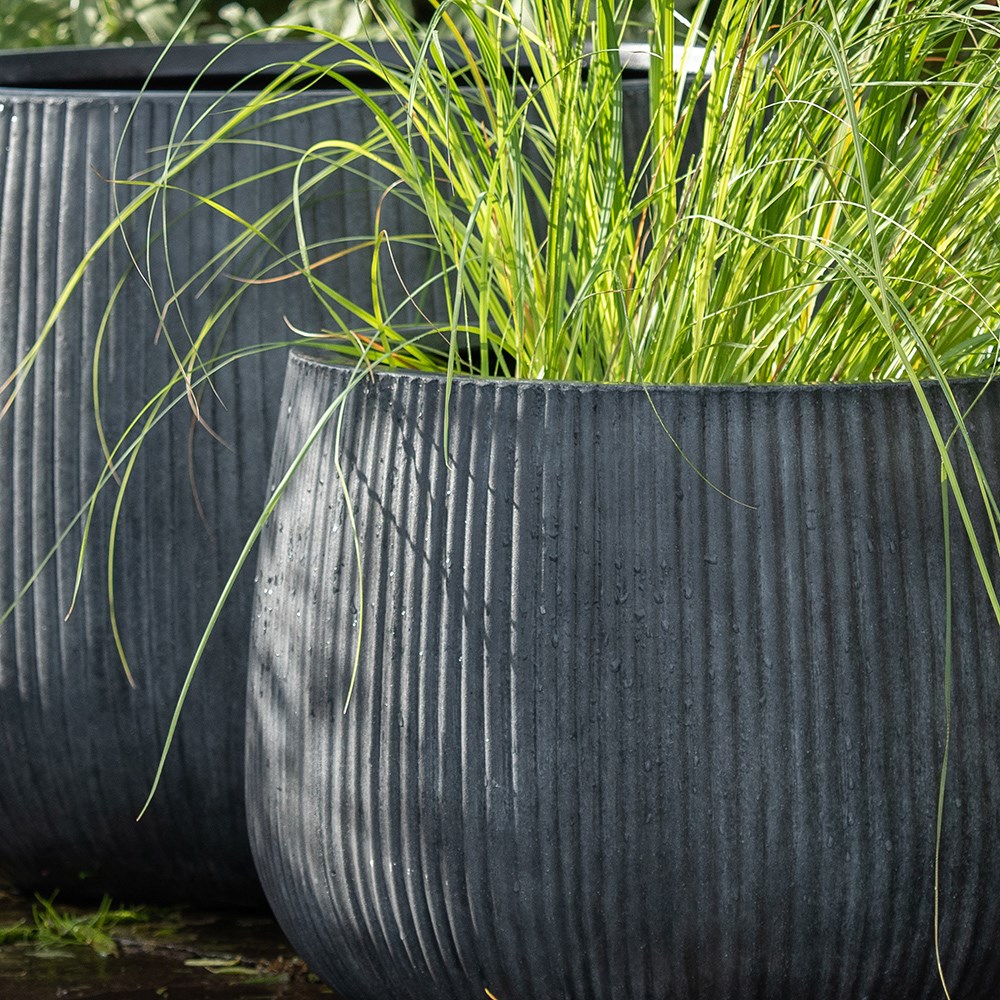Ripple bowl planter - ash grey