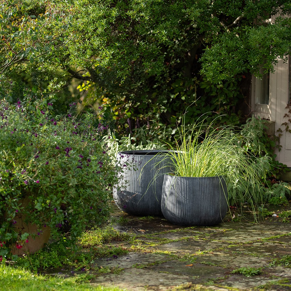 Ripple bowl planter - ash grey