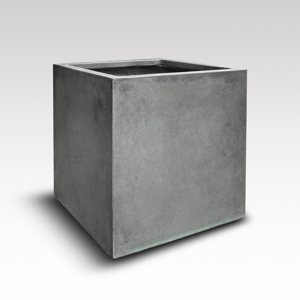 Square terrace planter - weathered cement