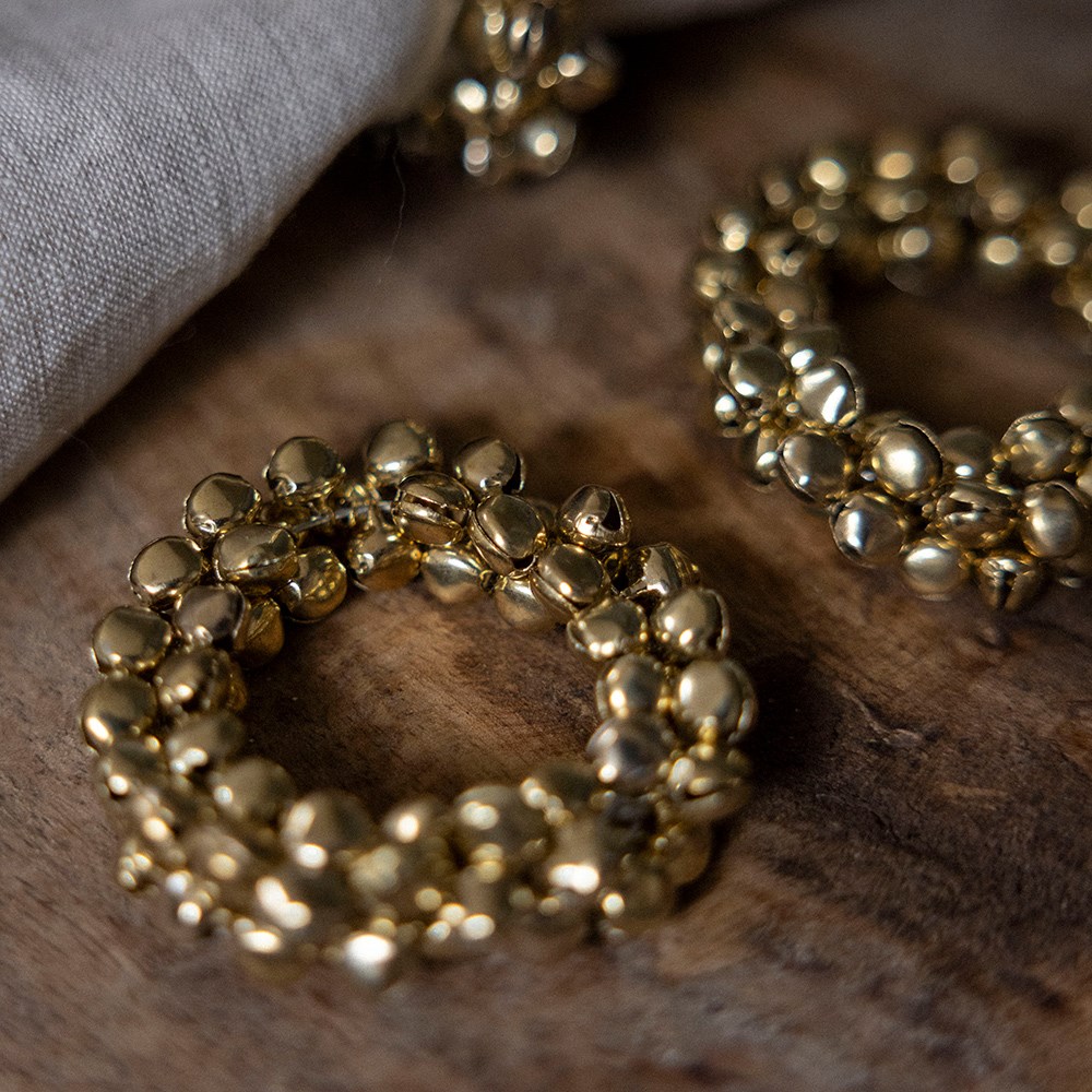 Golden bells napkin rings - set of 4