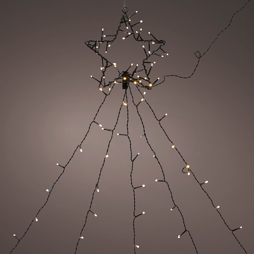 Warm white LED star cascade Christmas lights - indoor & outdoor