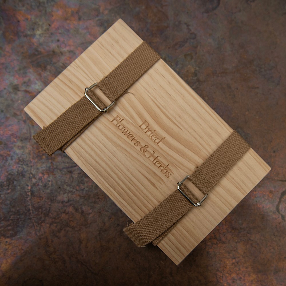 Wooden flower and herb press with straps