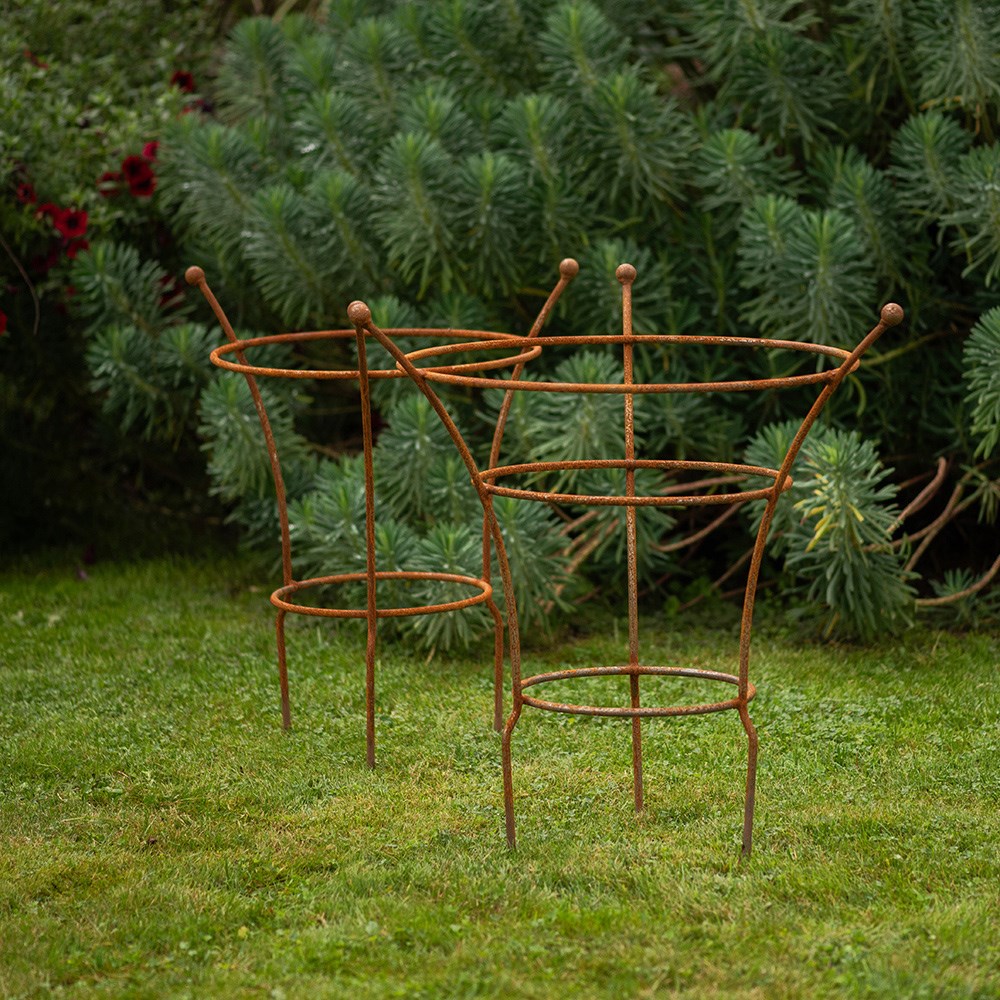Fluted peony plant support - rust