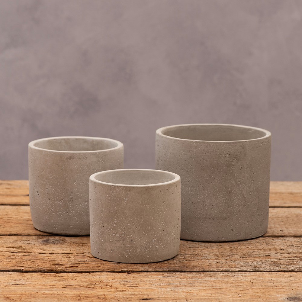 Cement round plant pot - light grey 