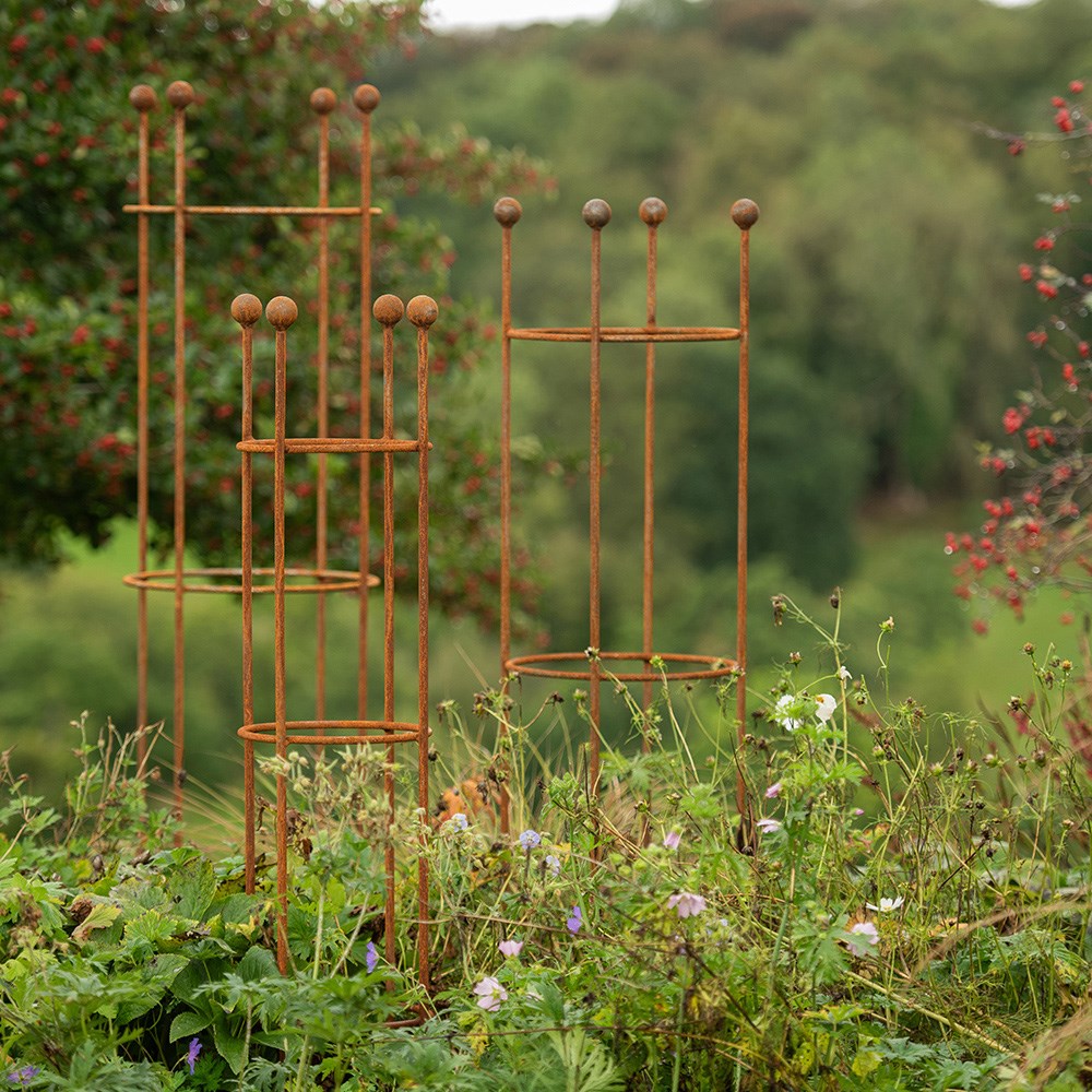 Castle plant support frame set of 3 - rust