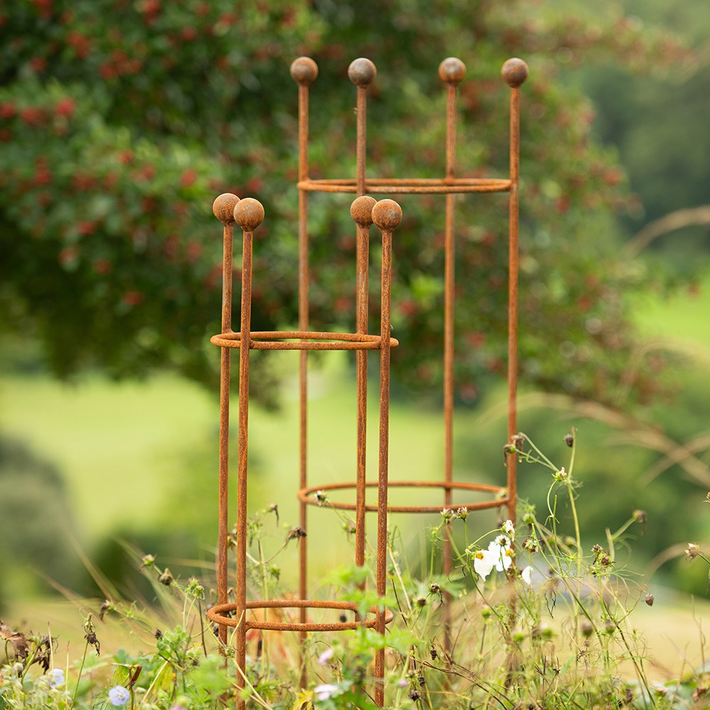 Castle plant support frame set of 3 - rust