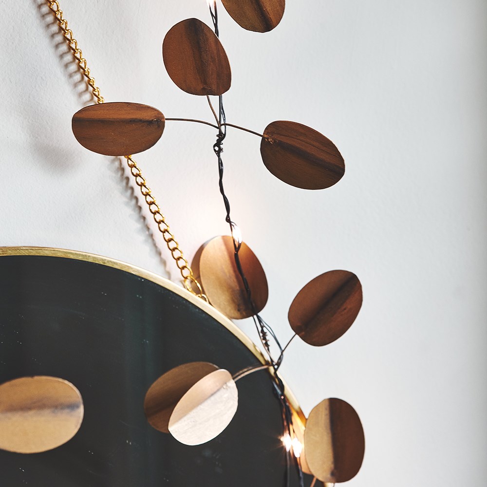 Gold eucalyptus indoor/outdoor battery lights