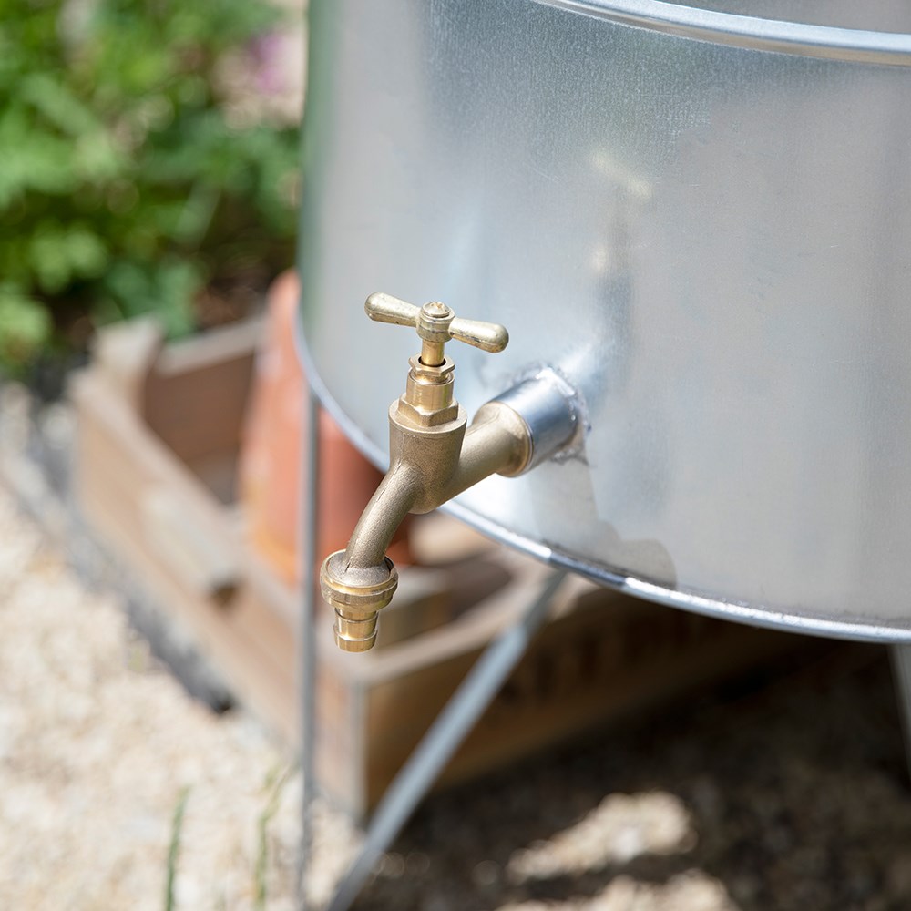 Galvanised steel water butt
