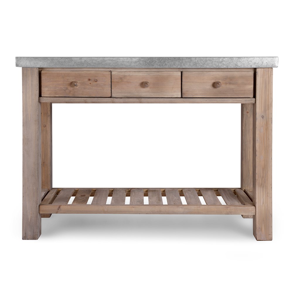 Wooden potting table with storage