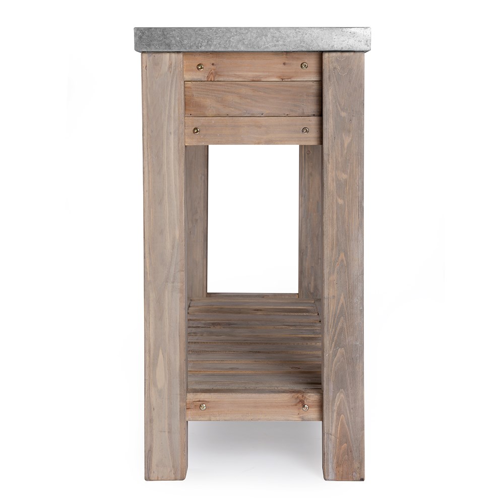 Wooden potting table with storage