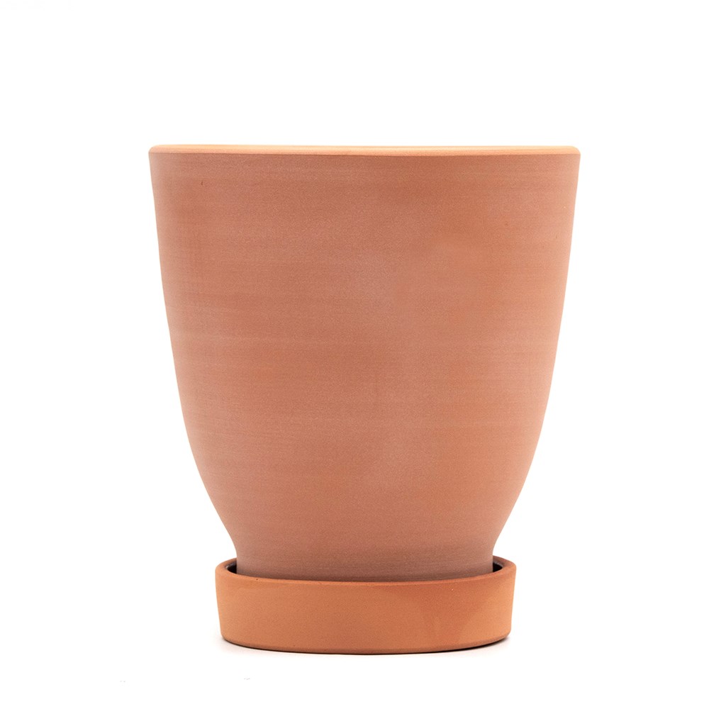 Terracotta lemon pot with glazed saucer