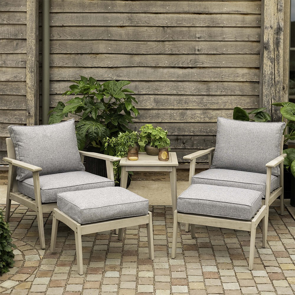 Greywashed chair and footstool set