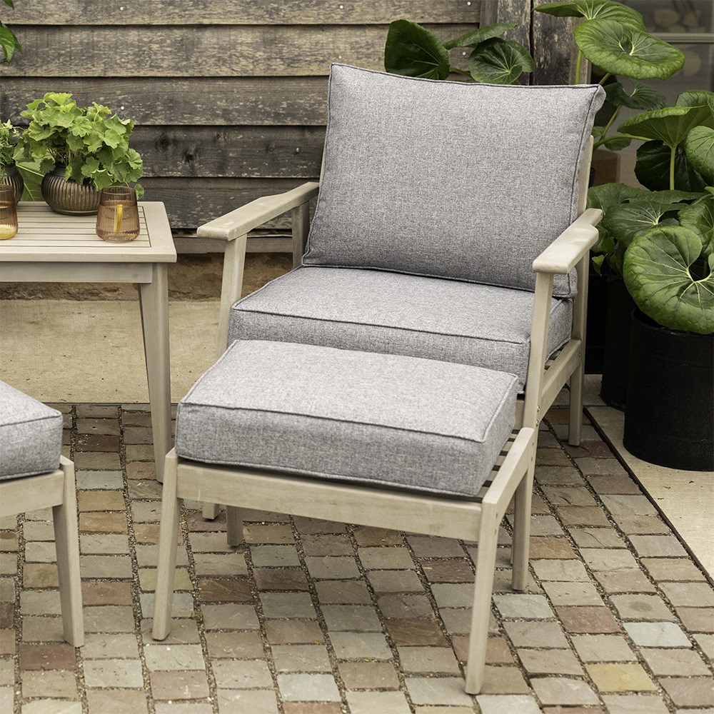 Greywashed chair and footstool set